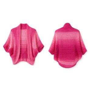 Hand Crocheted Cocoon Shrug Women OS Pink Ombre Cardigan Boho Cottage Festival